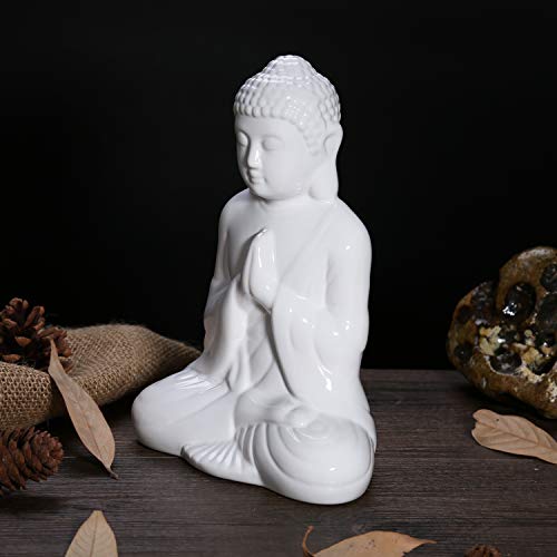 Estatua Mediana de Buda en Cerámica Blanca miniatura 3