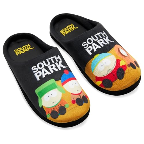 South Park Zapatillas de Estar para Hombre - Pantuflas de Casa de Invierno (Negro/Multi, 44-45 EU)