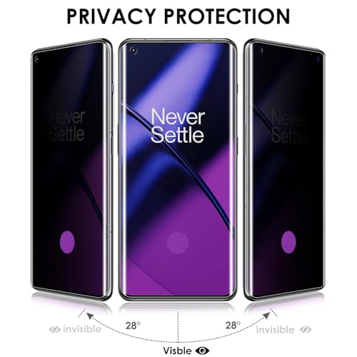 Image of PreCure [3 Pack] Privacy Tempered Glass Screen Protector for OnePlus 11, Anti Spy, Fingerprint-ID Compatible, Sensitive Touch, Scratch Repair