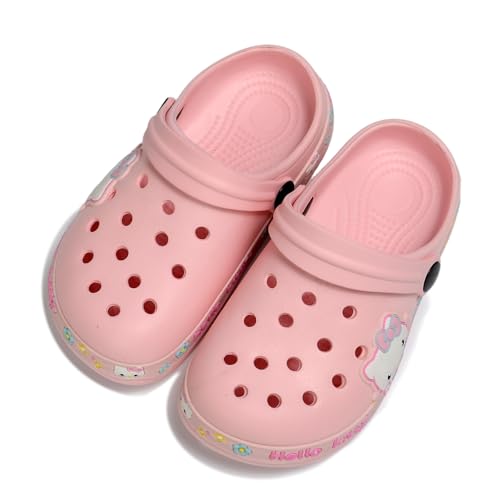 CuteLittle Girls Cat-Themed Clogs Lightweight Childrens Garden Shoes Breathable Slip-on Sandals SlippersChildrens Beach and Water Shoes Pink