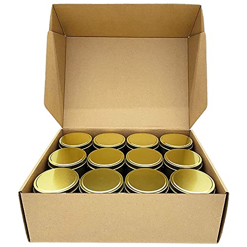 Pasuihcay Candle Tins, 24 Piece, 4Oz Metal Candle Containers for Making Candles, Arts & Crafts, Dry Storage,Gold