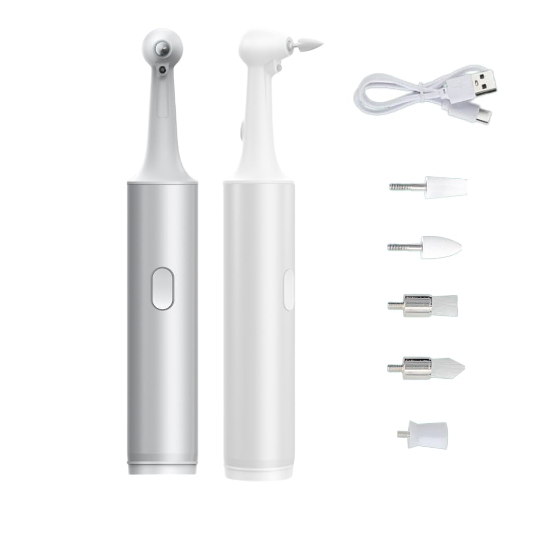 Polisseuse à dents électrique à ultrasons – Détachant de calcul dentaire et de plaque dentaire rechargeable avec 5 têtes, 3 modes et lumière LED pour soins dentaires à domicile