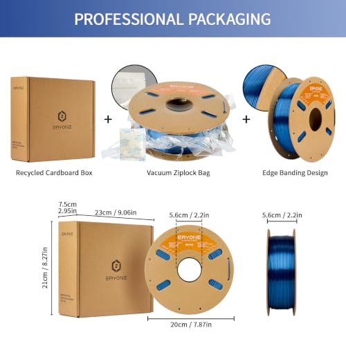 Image of ERYONE Silk PLA Filament for 3D Printer 1.75mm + /- 0.03mm, Shiny Filament 1kg (2.1lbs) /Spool, Ink Blue