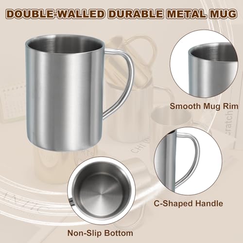 2 Piezas Tazas de Café Metálicas Doble Pared 414 ml miniatura 3