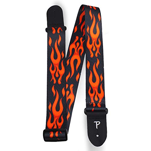 Perri PLLPCPRF Sangle en polyester pour Guitare Motif Flammes Rouge - Les Beatles, Paul McCartney, John Lennon, RIngo Starr, George Harrison Perri PLLPCPRF Sangle en polyester pour Guitare Motif Flammes Rouge
