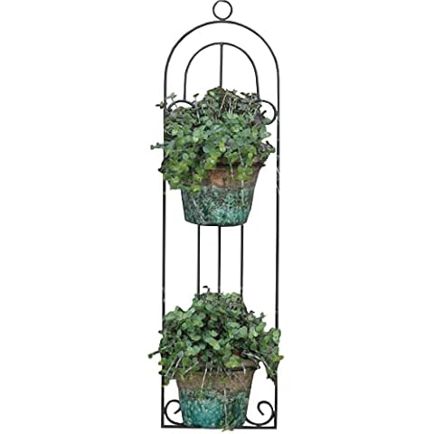Gardenesque Narrow Double Wall Plant Pot Holder | Outdoor Black Metal Wall Planter Cover