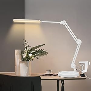 Lampe de bureau LE , 2 en 1 Lampe D’architecte de Bras Pivotante, 3 Températures de Couleur et Luminosité Réglable, protection des yeux lampe de lecture avec fonction mémoire