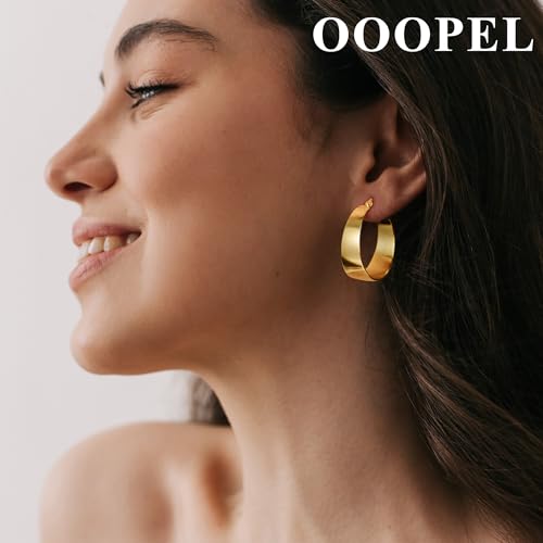 OOOPEL 10mm Wide 925 Sterling Silver Hoops Earrings for Women, 14K Real Gold Plated Hoop Earrings for Women Hypoallergenic Lightweight Oversize Big Gold Hoop Earrings Jewelry Gifts 30/40/50/60MM4