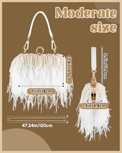 Image of Tessco for you Ostrich Feather Purse for Women | Sewn with Natural Ostrich Feather,Exquisite for Small Items, Fit for All Kinds of Grand Parties, A Ideal Gift for Partners
