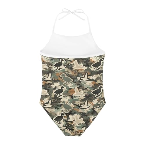 Image of ELEQIN Cartoon Animal Cute Girls One Piece Swimsuit Adjustable Swimwear for 3Y-10Y