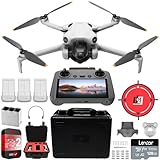 DJI Mini 4 Pro Folding Drone with RC 2 Remote (With Screen) Fly More Combo, 4K HDR Video Camera, Under 249g, 3 Batteries Bundle with Deco Gear Custom Hard Case & Accessories