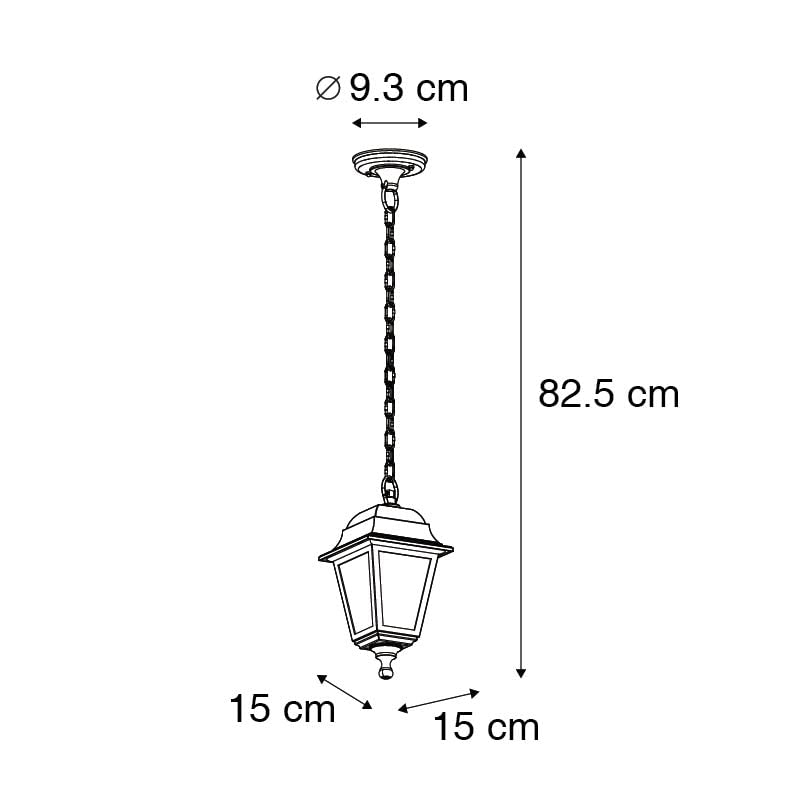 Suspension 1 lumière L 150 mm Doré Laiton Classique Antique éclairage extérieur