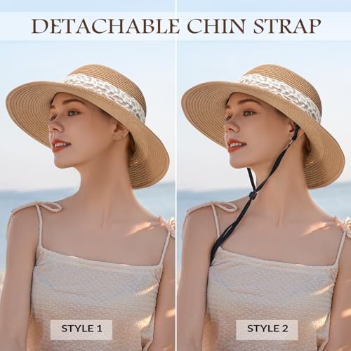 Image of Beach Hats for Women, Sun Straw Hat for Women, UPF 50+ UV Sun Protection Sun Hat Womens, Foldable Floppy Sun Hat