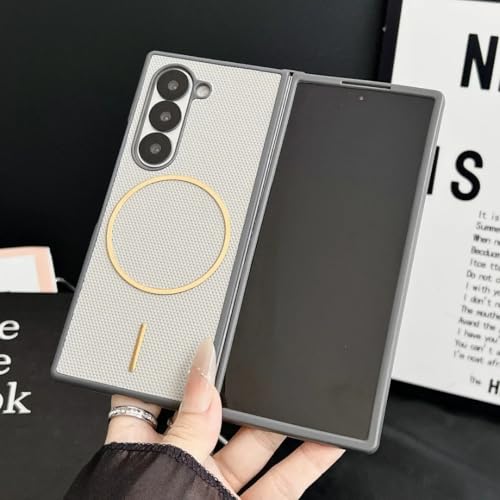 Coque Galaxy Z Fold 6 antichoc magnétique compatible avec chargeur induction sans fil blanc