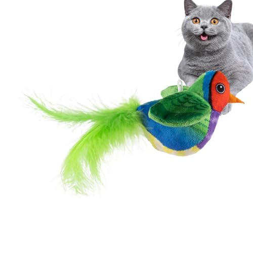 鳴き鳥 猫おもちゃ | かわいい羽ばたき翼,自動 猫おもちゃ,子猫の運動・精神刺激・身体鍛錬・退屈解消に、屋内外、誕生日やクリスマスの贈り物に最適