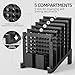 File Organizer for Desk with Storage Box & Hook, Inclined Desk File Organizer with 5-Section Vertical File Holder Suitable for Home Office Document Organization (Black)