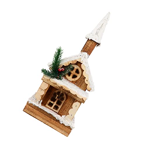 GRIRIW Xmas Ornament Christmas Village House Set Led Lighted Wooden Cabin Putz House