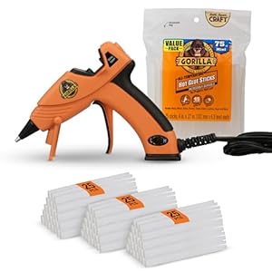 Gorilla Mini Hot Glue Gun Kit (Pack of 1 Mini Hot Glue Gun and 75 Sticks) – Dual Temp, Precision Nozzle, and Easy Squeeze Trigger