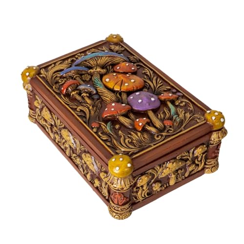 Pacific Giftware Enchanted Mushroom Tarot Box with Colorful Toadstool Forest