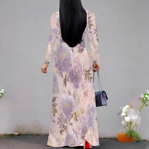 Image of PinkPatty Women's Long Sleeve Maxi Dress Plus Size Trendy Wedding Guest Wrap Dress with Pockets&Belt