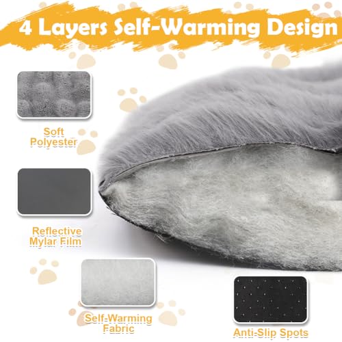 XIAPIA Selbstheizende Decke Katze & Hunde, Flauschig Selbstwärmende Katzendecke ohne Kabel, Wärmedecke Heizdecke ohne Strom, Washbar Thermodecke Katzenkissen Katzenbett Indoor im Auto Grau 60 * 45 cm