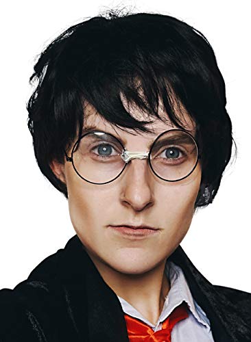 ALLAURA Black Wizard Wig, Short Black Boy Wizard Wig & Glasses Set for Kids & Adults - Image 2