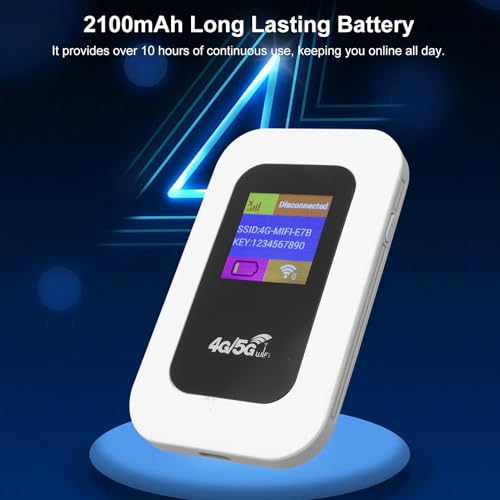 Image of 4G WiFi Hotspot, Mobile Hotspot with SIM Card Slot, Pocket WiFi Router Built in 3200MAh Battery, Portable Travel Router for Smartphone Tablet Laptop, 10 Device Connectivity