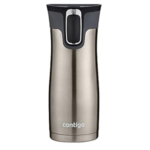 Contigo West Loop Stainless Steel Vacuum-Insulated Travel Mug with Spill-Proof Lid, Keeps Drinks Hot up to 5 Hours and Cold up to 12 Hours, 16oz Steel/Black