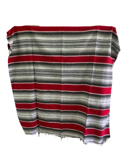 BLACK MOTORCYCLE BELT WITH BLANKET, BLANKET HOLDER, BIKER, MEXICAN,HAND MADE, REAL LEATHER, INCLUDES SARAPE, MOTORCYCLE, BIKE, BIKER, RED AND GRAY BLANKET3