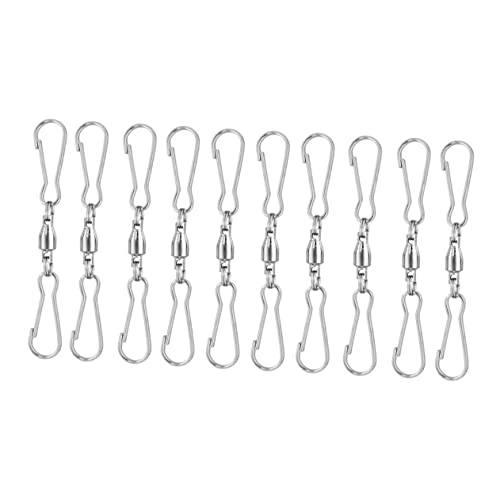 ifundom Ganci Girevoli Doppi in Acciaio Inox 20 Pezzi per Mangiatoie e Appendiabiti da Giardino, Clip a Doppio Gancio per Appendere Maniche a Vento e Decorazioni Esterne