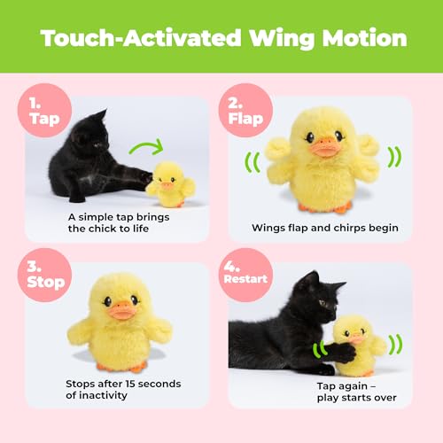 Image of Catify Best Pet Supplies Flapping Duckling, Chick & Bird Cat Toy - Motion-Activated Wings, Realistic Chirps, Catnip-Infused Plush, USB-Rechargeable Indoor Cats & Kittens, Self-Play Enrichment - Yellow
