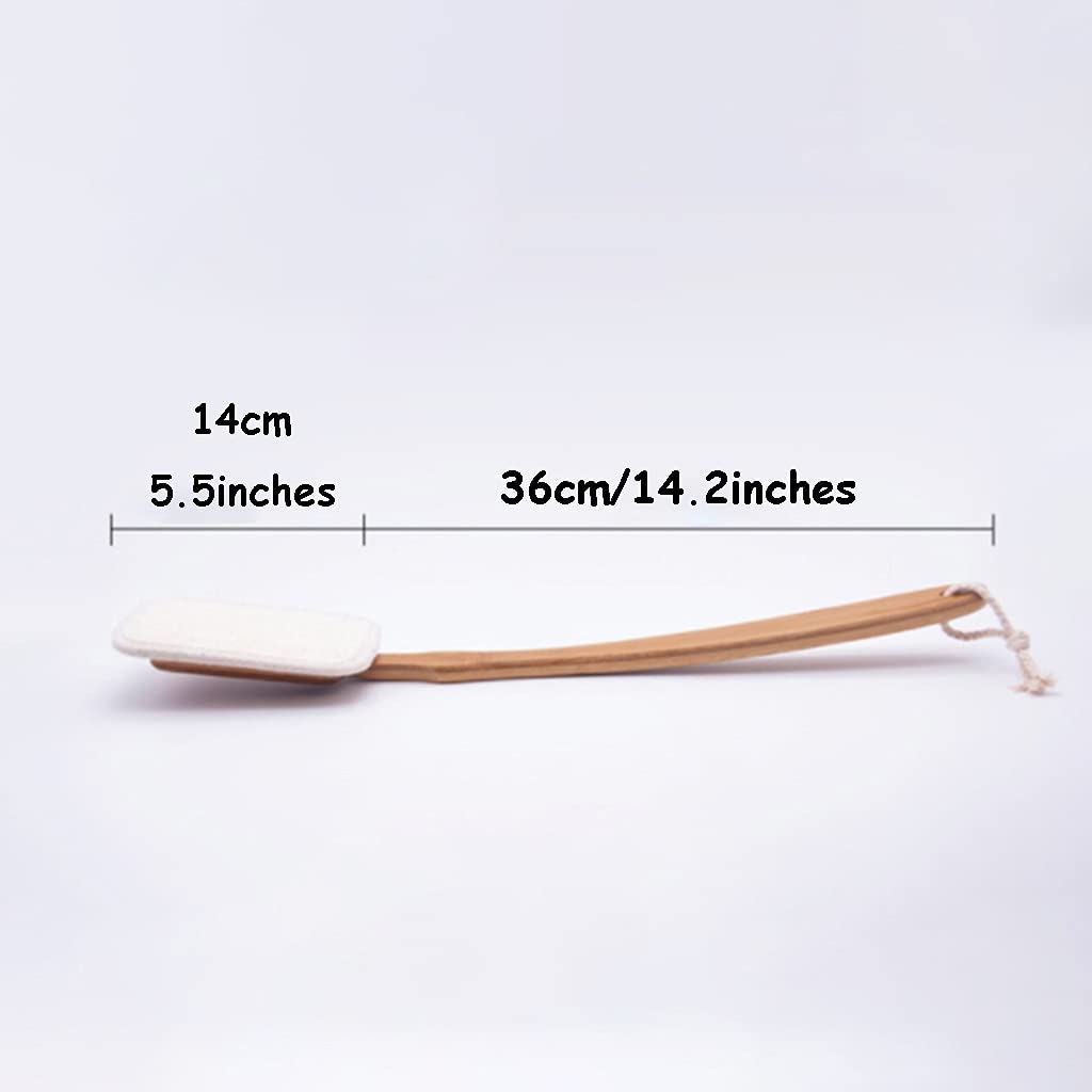 Abnehmbare Duschbürste Mit Langem Griff, Ergonomische Kurbel-Badebürste Für Peeling, Haushalts-Rückenschrubber Aus Luffa-Material(19.7inches*2)