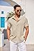 COOFANDY Men's Cuban Guayabera Shirt Short Sleeve Button Down Shirts Casual Summer Beach Linen Shirts Beige