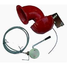 V401-2 Car Truck SUV 12v Loud Raging Bull Sound Horn Metal Trumpet with Hand Pull Lever Red