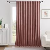 Picture of Timeper Wild Rose Pink Velvet Curtain W104 x L84 inches 1 Panel,Thermal Insulated Light Blocking Window Drapery for Living Room Sliding Door, Extra Wide Room Divider Curtain,Back Tab & Rod Pocket