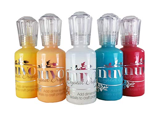 Nuvo Crystal Drops - Tropical Set - Bundle of 5 Colors - Red Berry, Caribbean Ocean, Sugared Almond, Dandelion Yellow and Morning Dew