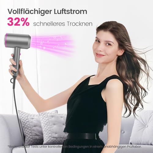 CASAMAA Ionen Föhn AC-Motor Haartrockner, Schnelltrocknen Hair Dryer, Profi Fön mit Kaltlufttaste, 3 Temperaturstufen, 2 Gebläsestufen, 3 Stylingdüsen & Diffusor 3