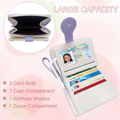 Image of Cute Print Wallet Blueberry Strawberry Cherry Wallet with Credit Card Holder Zipper Coin Purse for Women Girls (GRAPE)