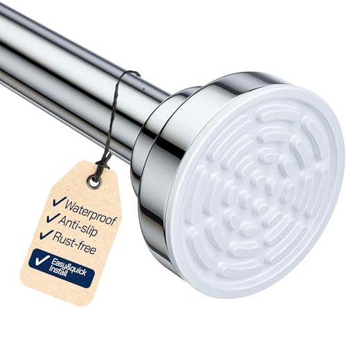 Adjustable Shower Curtain Rod 26â€“78 Inch â€“ No Drill Spring Tension Rod, Rust-Resistant Stainless Steel, Non-Slip Telescopic shower Rod for Bathroom, Window, Closet, Bedroom (Silver)