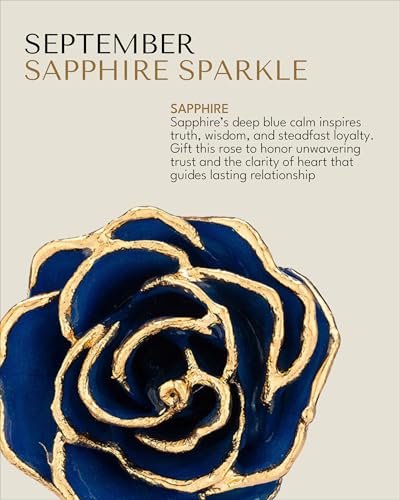 Image of Forever Rose Hand-Dipped in 24K Gold, Sapphire-Inspired September Birthstone with Sparkles, Real Rose in Luxury Gold Gift Box - Perfect Ready to Gift for September Birthday or Any Occasion