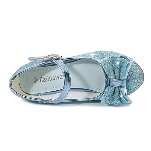 AnFeng Girls Sandals Princess Shoes Fish Mouth Open Toe Flower Shoes Hollow Flower Shoes Sandals Soft Sole Gold Princess Sandals (Blue, 31)4