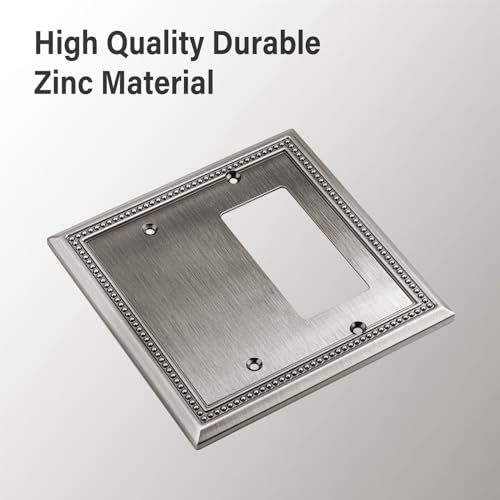Image of Henne Bery Sunken Pearls Heavy Duty Decorative Wall Plate Switch Plate Outlet Cover (Blank /Decorator, Heirloom Silver)