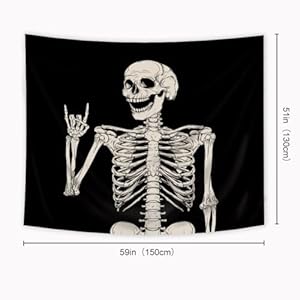 Riyidecor Skull Skeleton Tapestry Wall Hanging 51Hx59W Inch Funny Black and White Theme Home Decor for Men Women Gothic Hippie Halloween Bohemian Terror Rock and Roll Bedroom Living Room Dorm WW-SOKA Riyidecor Skull Skeleton Tapestry Wall Hanging 51Hx59W Inch Funny Black and White Theme Home Decor for Men Women Gothic Hippie Halloween Bohemian Terror Rock and Roll Bedroom Living Room Dorm WW SOKA