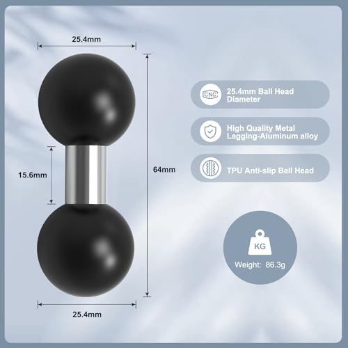 Image of Double 1 inch inch Ball Mount Base Ball Adapter, CNC Aluminum Alloy 1 inch Ball Mount Holder Dual Heads Compatible with RAM Mounts Ball B Size Double Socket Arm for Bike Motorcycle Phone Holder Camera,78010