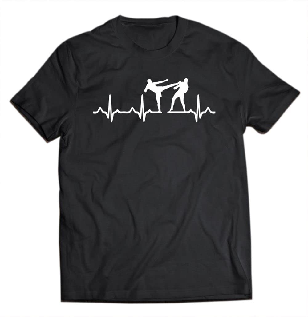 APSRA TRADERHeartbeat Kickboxing Kick Boxing Karate Tee ds3989 T-Shirt Cotton T-Shirt - Regular Fit, Printed T-Shirts for Men 5640