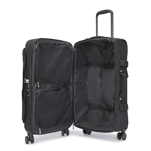 Kipling Spontaneous Softside Spinner Wheel Luggage, Integrated TSA Accepted Lock, Black Noir, Checked-Medium 26,KI69183