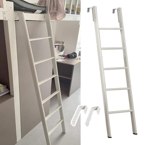 GFHOOZ Escalera de Metal Blanco para litera Doble con Ganchos Ajustables para niños y Adultos, 160 cm de Largo