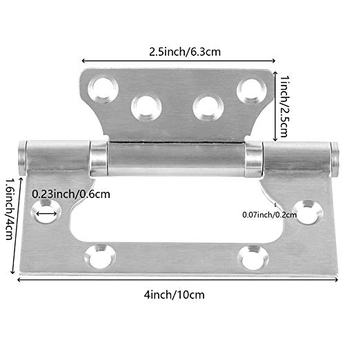 HAKZEON 24 PCS Silver Non-Mortise Door Hinges 4 x 3 Inches, Stainless Steel Cabinet Hinges with Mounting Screws, Silent Smooth Brushed Surface by HAKZEON - Image 2
