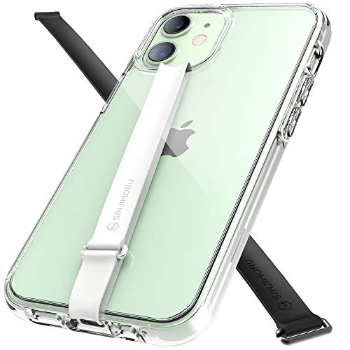 Sinjimoru 伸びるストラップ 付iPhone12Mini透明ケース ワイヤレス充電対応のTPU+PC製 薄型 耐衝撃 クリアケース 落下防止 片手操作できるC型クリップ取り付け方式のシリコンストラップリング カメラレンズ スマホ全面保護ケース。 AirClo-Loop for iPhone12Mini