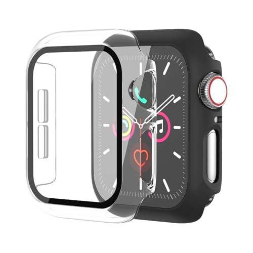Image of 2 Pack Case for Apple Watch Screen Protector SE 3(2025) SE 2 /SE /Series 4 5 6 44mm with Tempered Glass | Slim Guard Bumper | Full Coverage Hard PC Protective Cover | Compatible iWatch 44mm